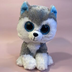 Ty Original Beanie Boos Slush the White and Grey Husky Dog 11” tall Excellent …